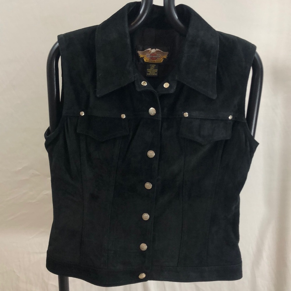 Women’s Black Suede Harley Davidson Vest Sz L